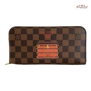 Authentic Louis Vuitton Damier Ebene Leather Trunks & Locks Insolite Long Wallet